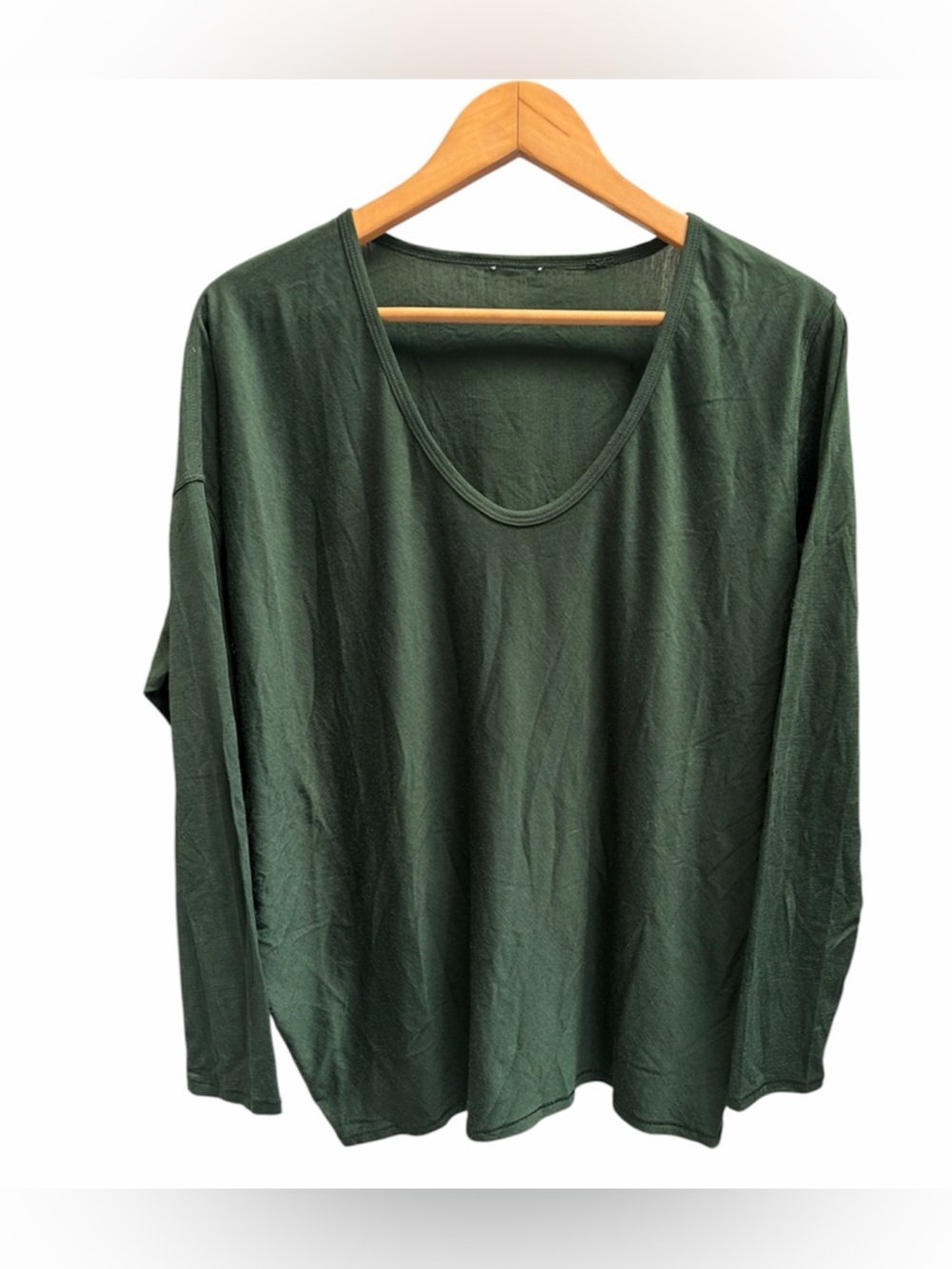 Kit & Ace Women’s Relaxed Scoop Neck, Dolman Long Sleeve Top - Forest Green SZ L